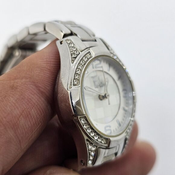 Folio Women's Watch 26MM Gray Tone Case Bracelet Crystal Bezel 5.75" New Battery - Picture 6 of 13